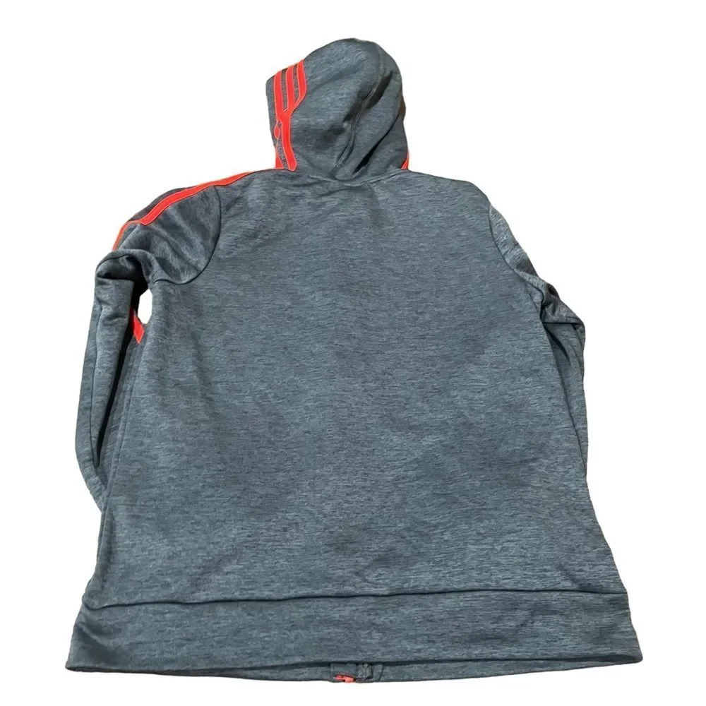 Adidas Orange & Grey Full Zip Athletic Hoodie Sweatshirt - Picture 2 of 3